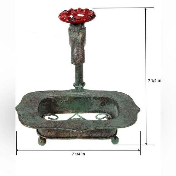 Vintage‎ Rustic Bar Soap Kitchen Sink Sponge Holder, Dish Spigot Water Faucet - Picture 5 of 5